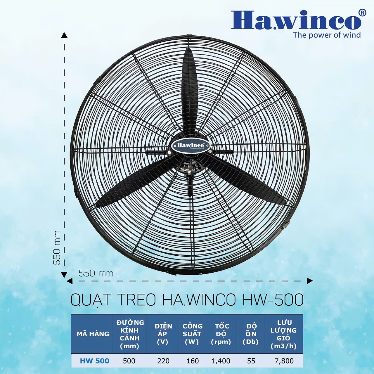 Quạt treo công nghiệp Hawin HW 500